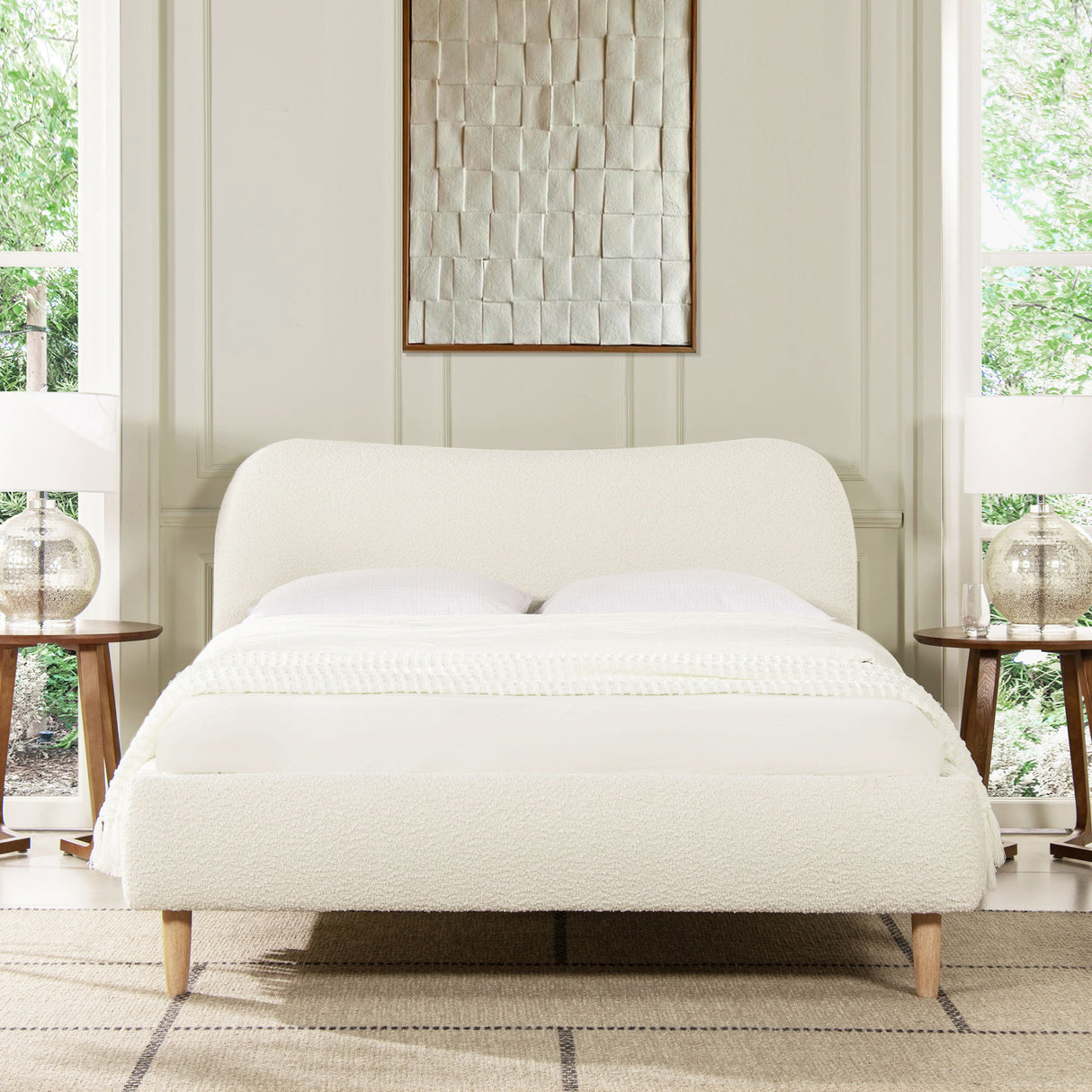 Roman - Curved Headboard Upholstered Platform Bed by Jennifer Taylor Home | Bel Furniture