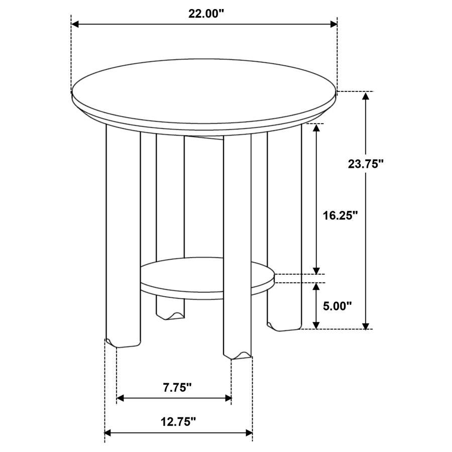 Ottowa - Round Wood Table With Shelf