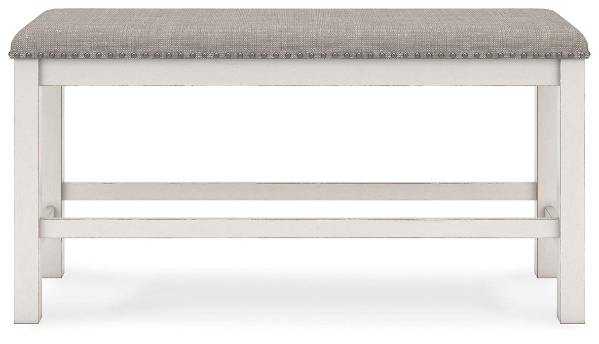 Robbinsdale - Antique White - Dbl Counter Height Upholstered Dining Bench by Signature Design by Ashley® | Bel Furniture