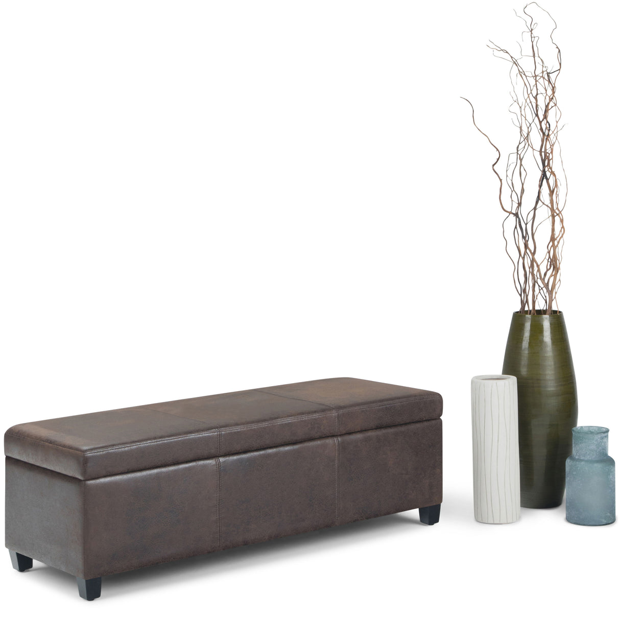 Avalon - Storage Ottoman Bench - Distressed Brown by Simpli-Home | Bel Furniture