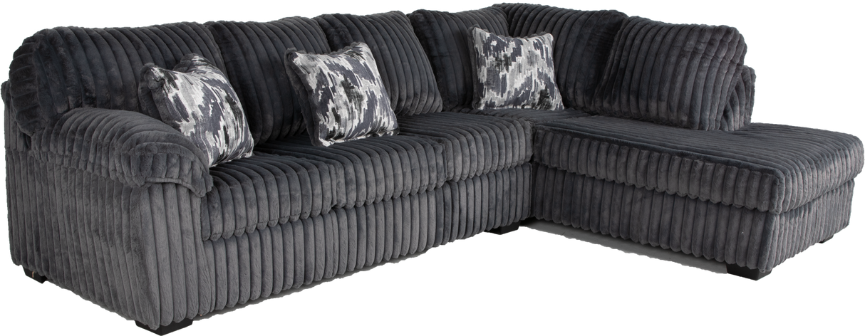 Modern Charcoal Corduroy 2-Piece Sectional with RAF Chaise