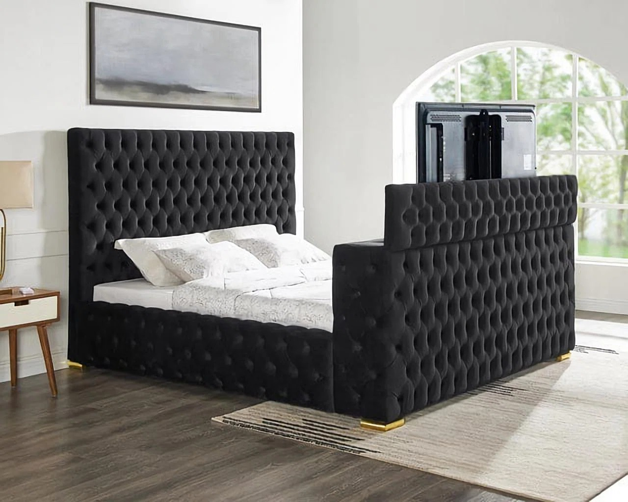 3-Piece Bed with Built-in Fireplace and TV Mount