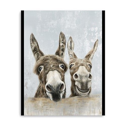 Cute Donkeys Canvas Wal Art - Light Brown - 40" x 30"