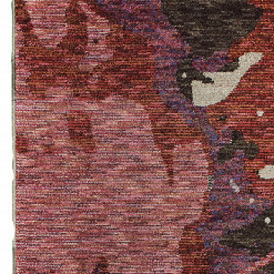 Abstract Power Loom Stain Resistant Runner Rug - Red And Beige - 2' X 8'