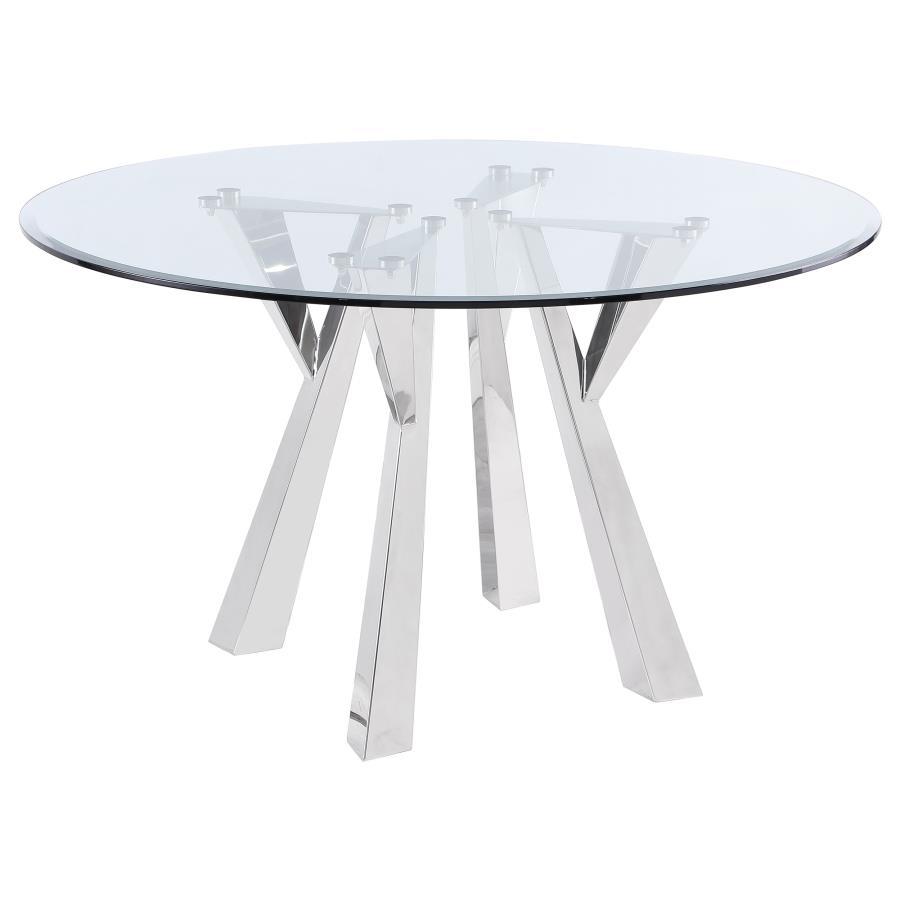 Alaia - Round Clear Glass Top Dining Table - Chrome by Coaster Fine Furniture | Bel Furniture