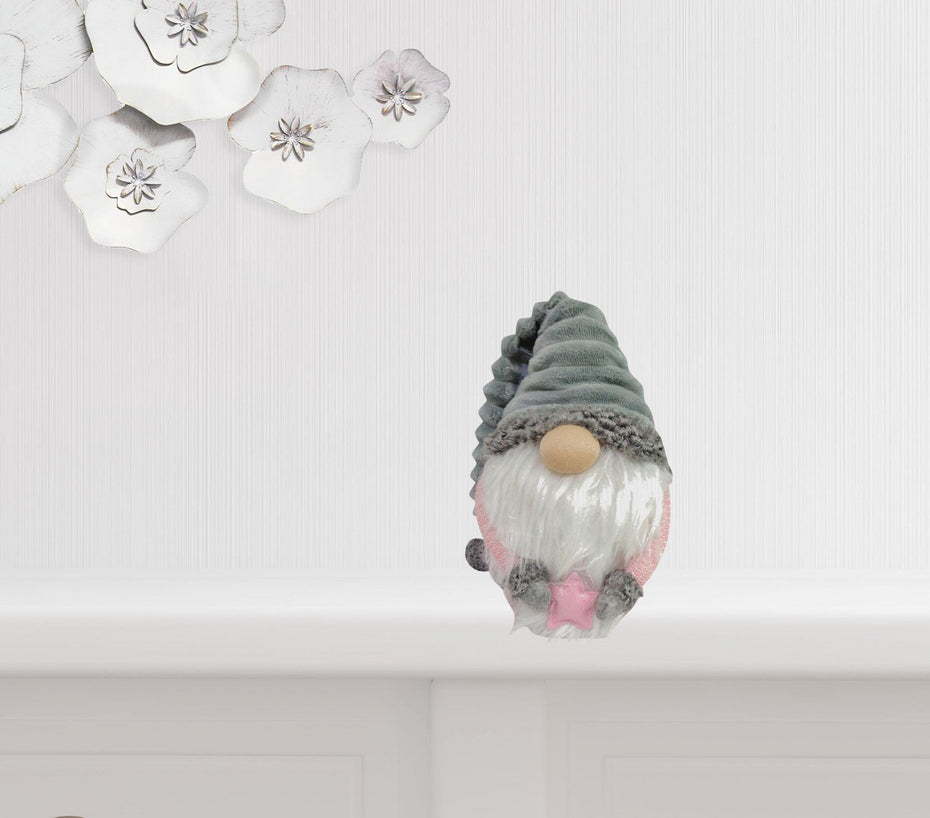 11"H Fabric Christmas Gnome (Set of 2) - Grey And Pink