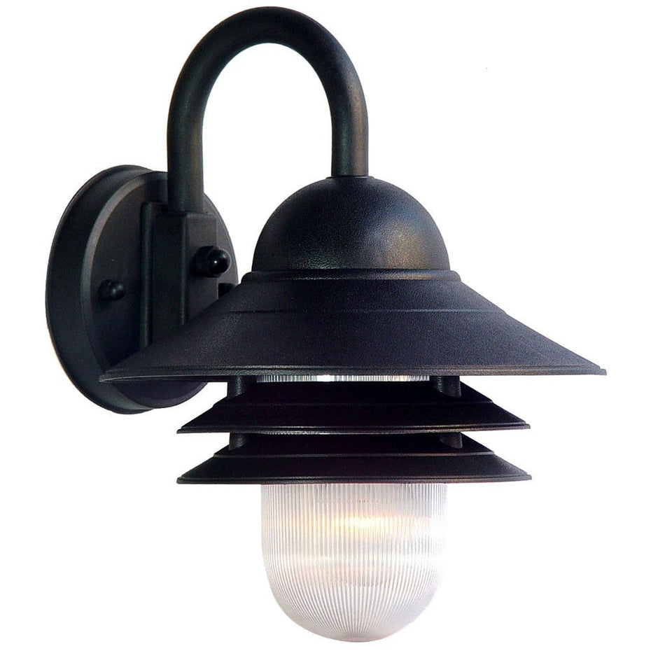 Three Tier Lamp Shade Outdoor Wall Light - Matte Black