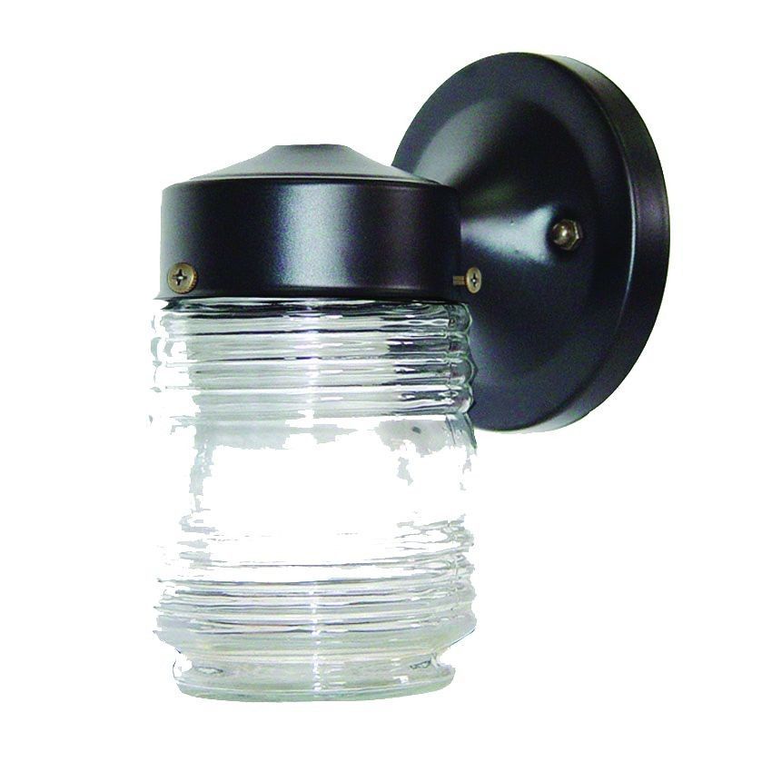Standard Jelly Jar One Light Outdoor Wall Light - Black