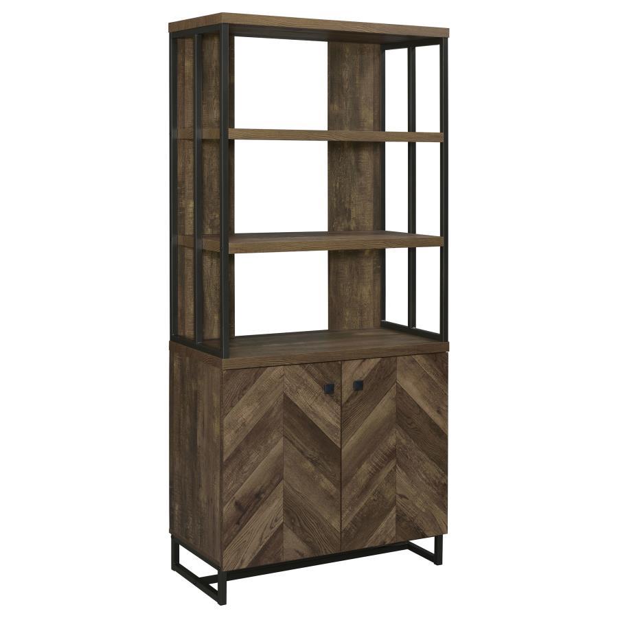 Millbrook - 2 Door Storage Bookshelf - Rustic Oak by CoasterEveryday | Bel Furniture