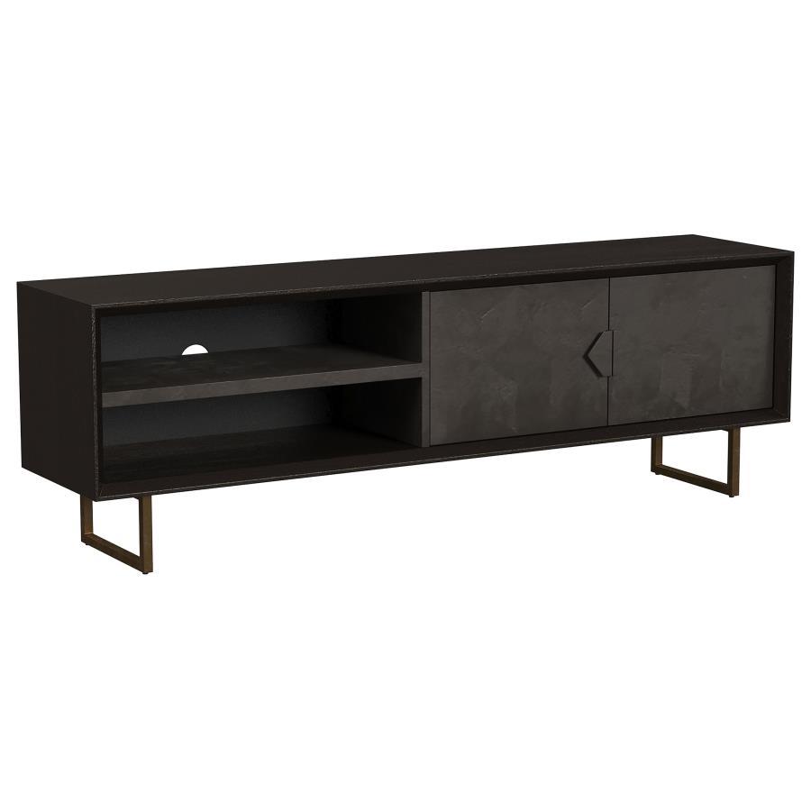 Marsden - 2 Door Mango Wood TV Stand - Charcoal Black by Coaster Fine Furniture | Bel Furniture