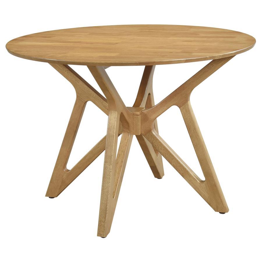 Elowen - Round Solid Wood Dining Table - Light Walnut by CoasterEveryday | Bel Furniture