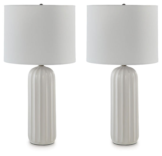 Clarkland - White - Ceramic Table Lamp (Set of 2) by Signature Design by Ashley® | Bel Furniture