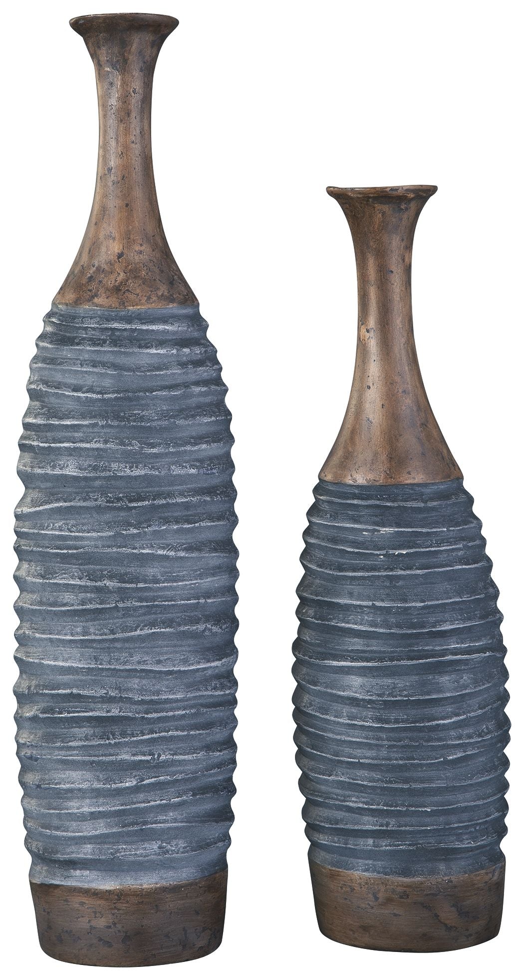 BLAYZE - Antique Gray / Brown - Vase Set (Set of 2) by Signature Design by Ashley® | Bel Furniture