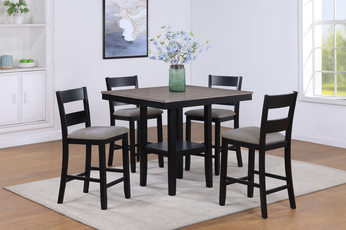 Lester - Counter Height Table Set Black 5 Pc. Table, 4 Chairs by Crown Mark | Bel Furniture