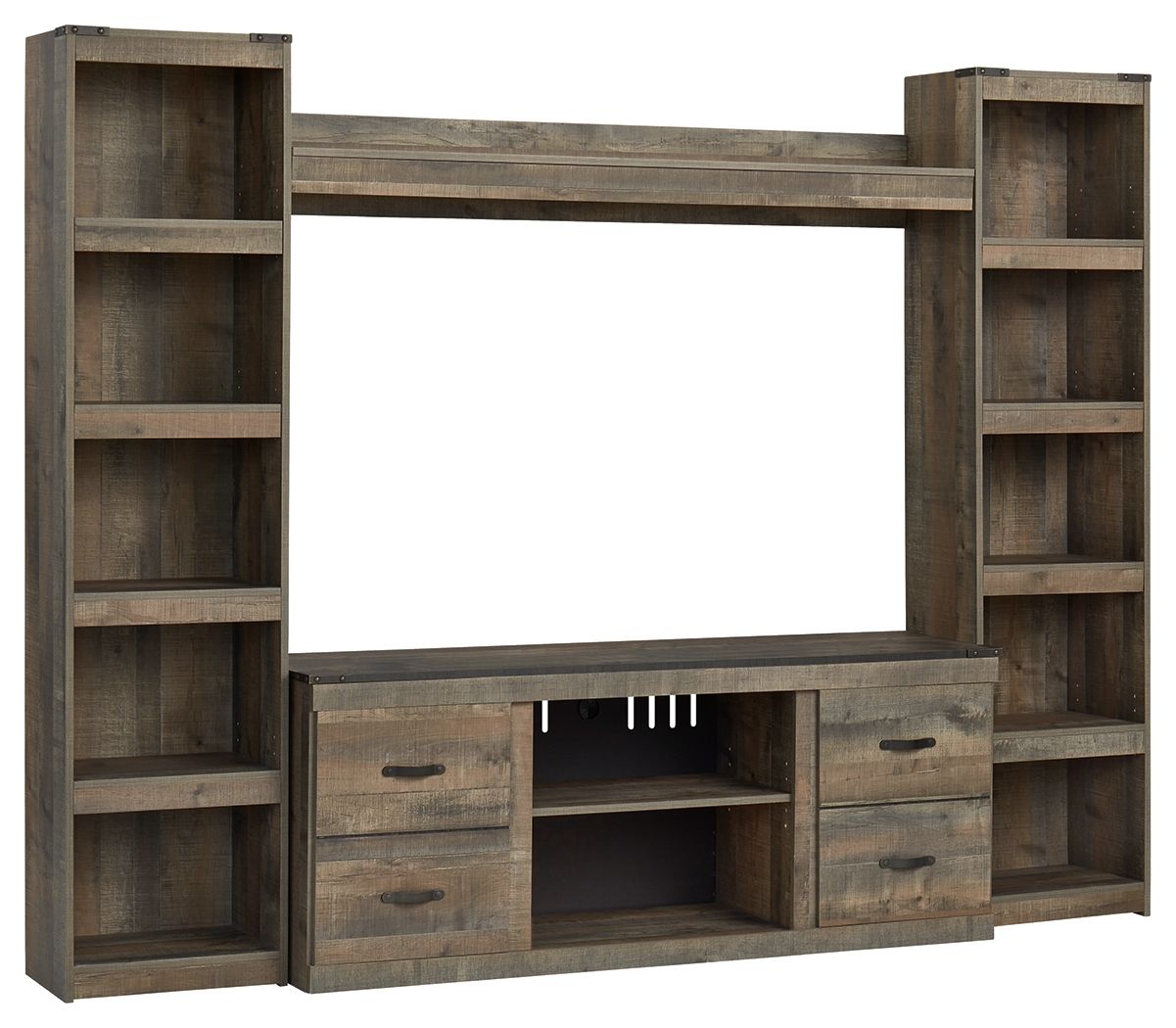 Trinell - 4-Piece Entertainment Center With 60" TV Stand Dark Brown None by Signature Design by Ashley® | Bel Furniture