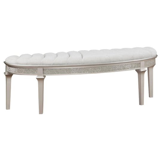 Evangeline - Curved Fabric Upholstered Bench - Silver Oak by Coaster Fine Furniture | Bel Furniture