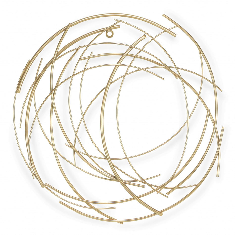 Abstract Round Hanging Wall Art Decor - Gold - Metal