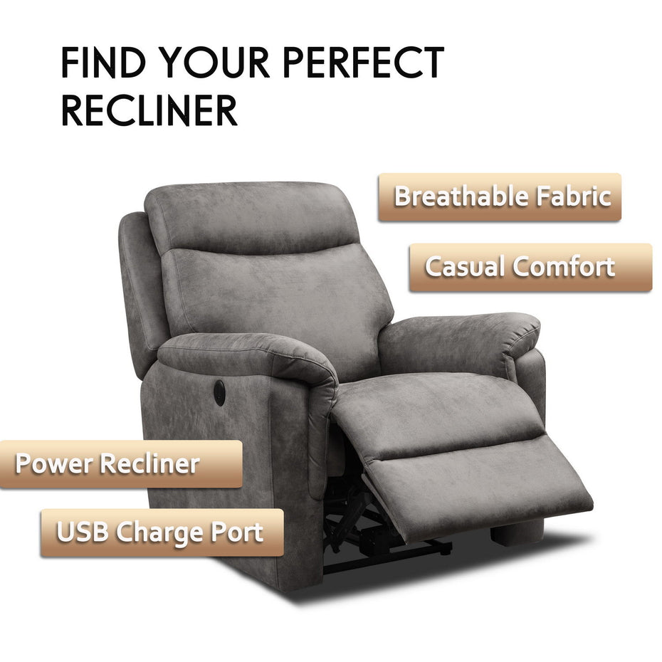Power Recliner With Usb Port - Brown - Air Leather