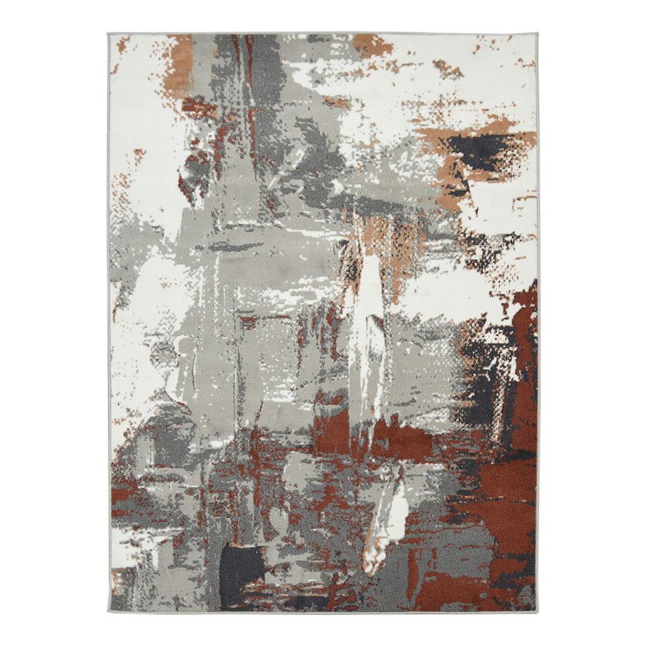 Abstract Power Loom Area Rug - Rust Red - 2' x 3'