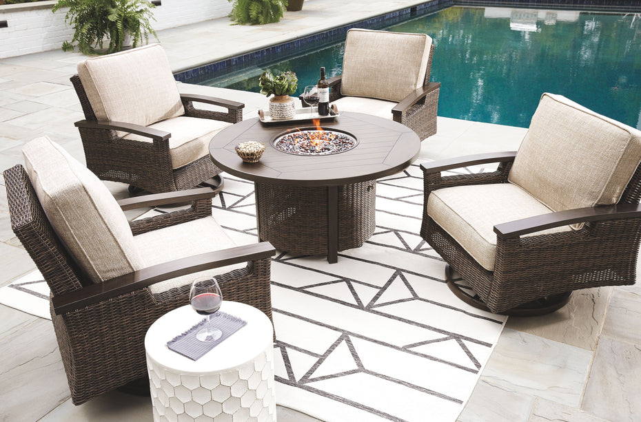 Paradise Trail - Medium Brown - 5 Pc. - Dining Set With 4 Swivel Lounge Chairs