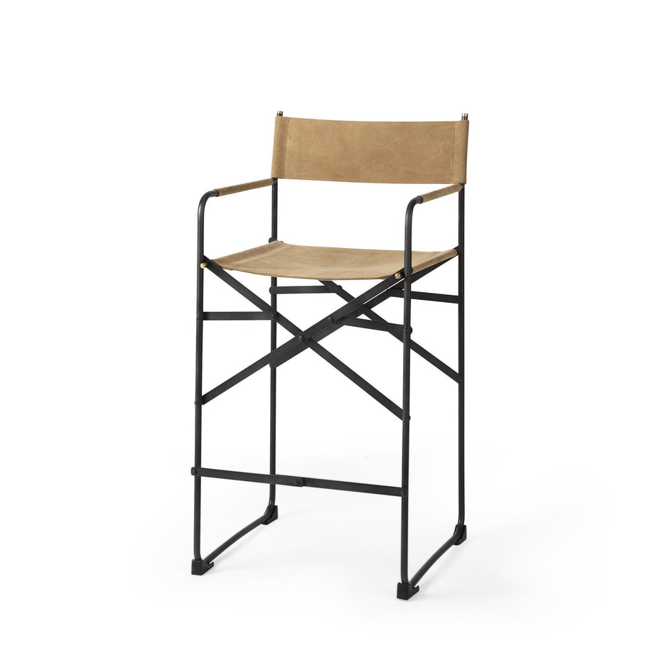 Leather Director's Chair Counter Stool - Tan