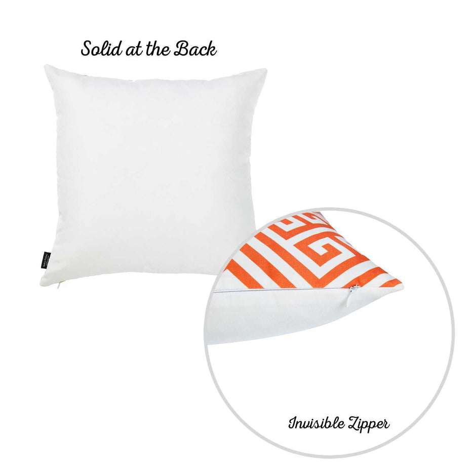 Greek Key Decorative Throw Pillow Cover - Orange And White