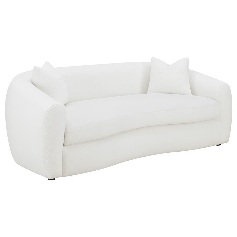 Isabella - Faux Sheepskin Upholstered Sofa Natural - Ivory by CoasterElevations | Bel Furniture