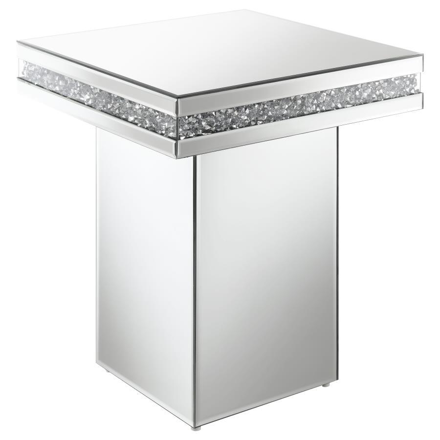 Elora - Square Mirrored Accent Side Table - Silver by CoasterElevations | Bel Furniture