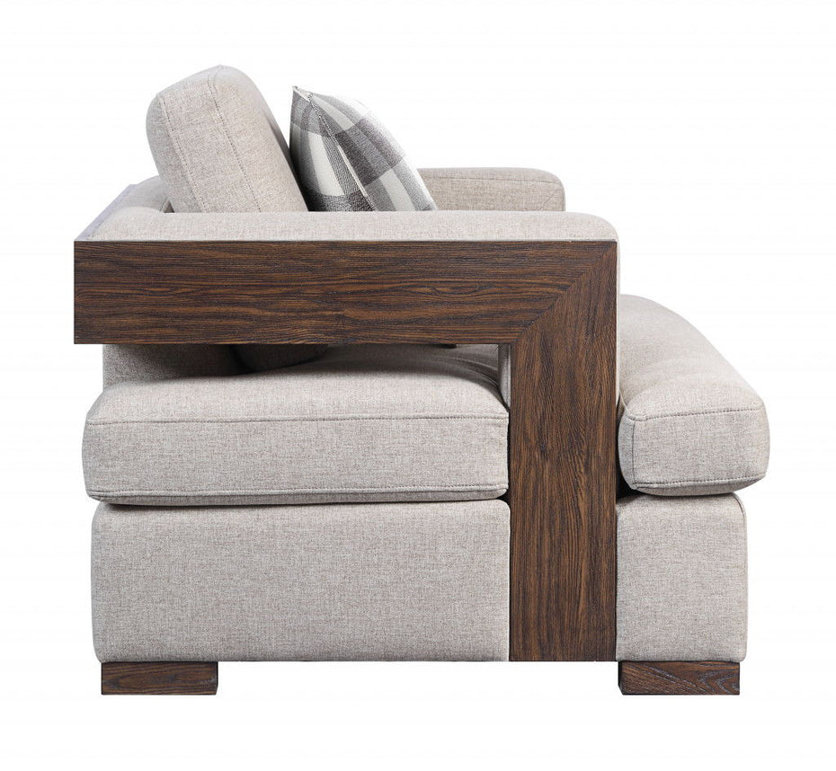 Fabric And Walnut Arm Chair 40" - Light Gray