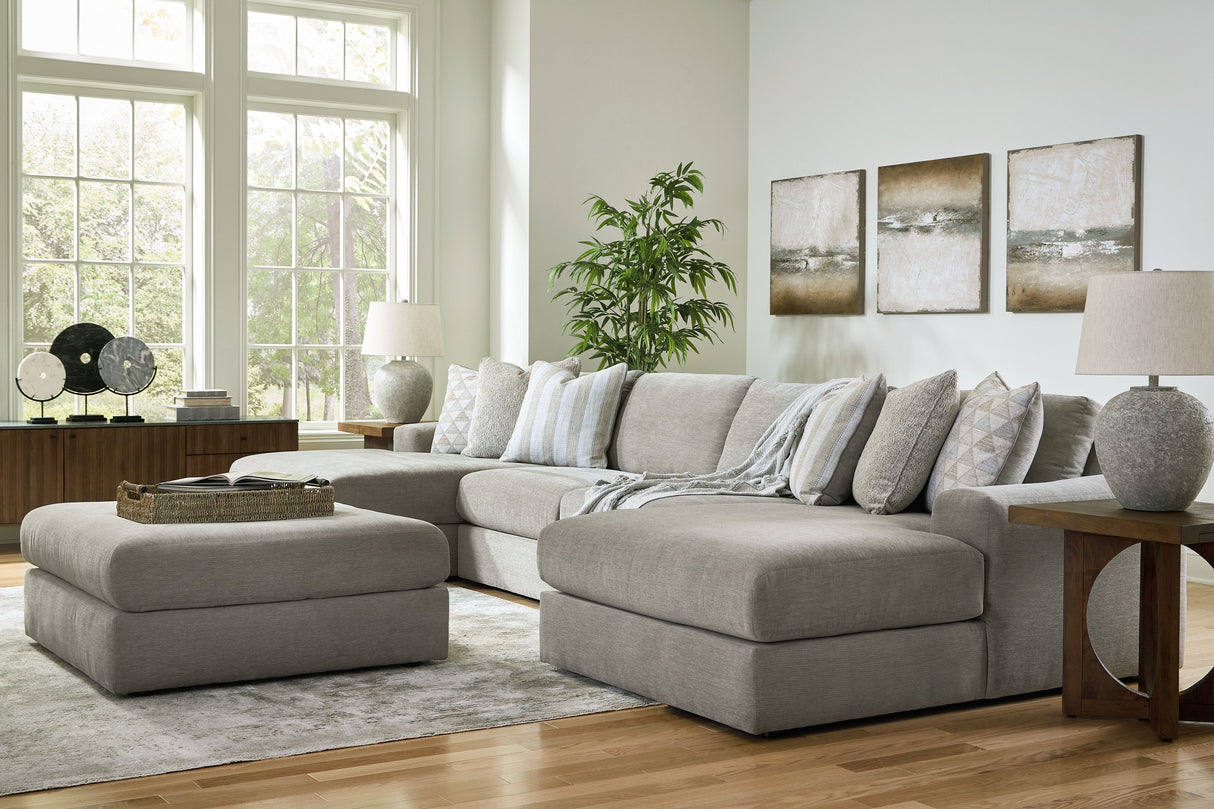 Avaliyah - Living Room Set Dark Gray 5 Pc. - 4-Piece Double Chaise Sectional, Ottoman by Signature Design by Ashley® | Bel Furniture
