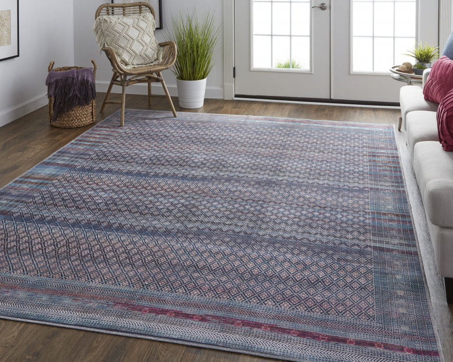 Striped Power Loom Area Rug - Tan Blue And Pink - 2' X 3'