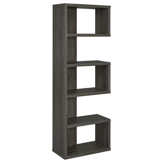Joey - 5-tier Alternating Boxes Design Bookcase Dark Gray by CoasterEveryday | Bel Furniture