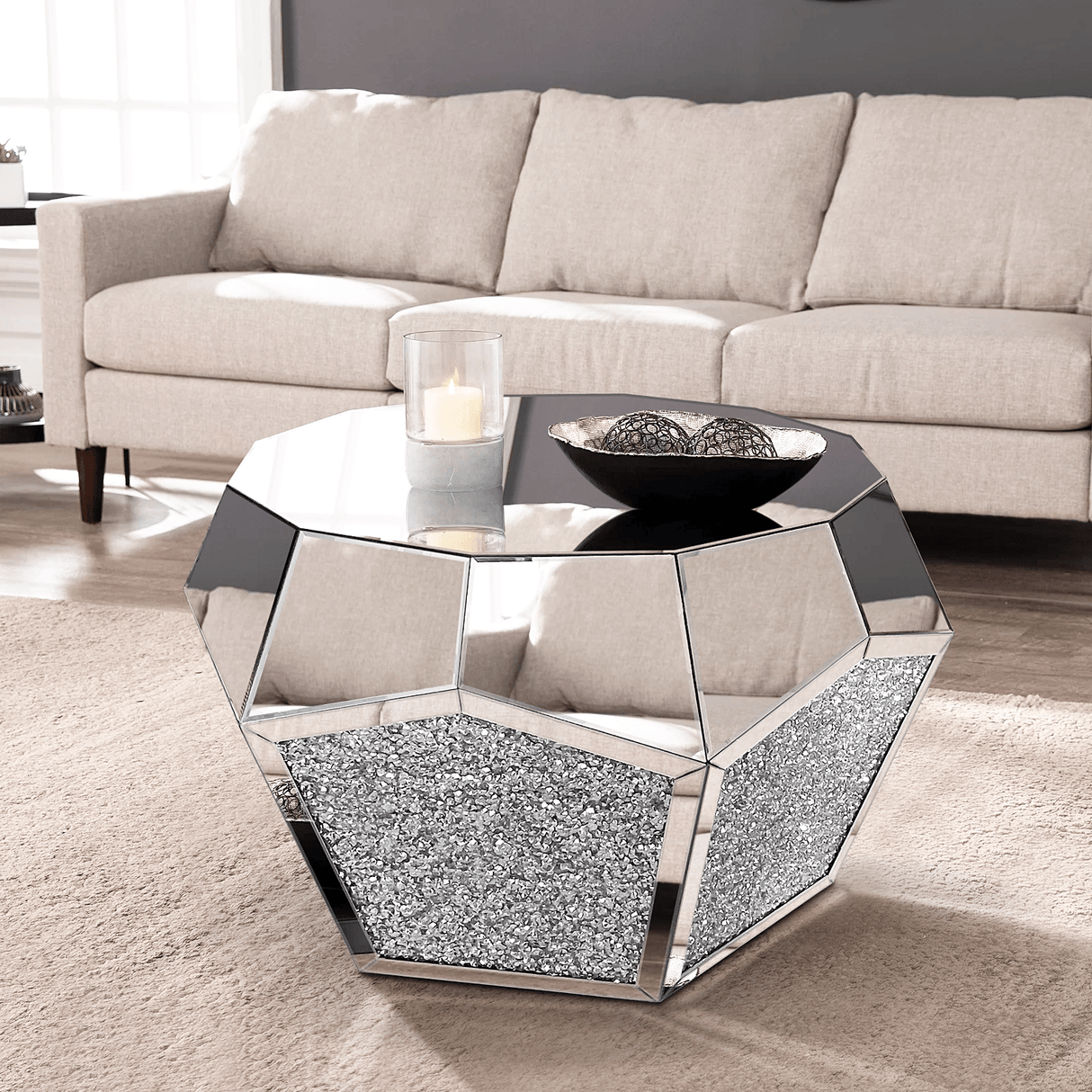 3 PIECE MIRRORED COFFEE TABLE SET by Mollai Collections | Bel Furniture