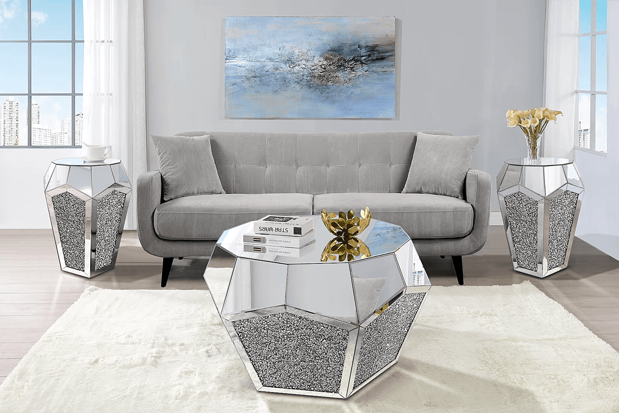 3 PIECE MIRRORED COFFEE TABLE SET by Mollai Collections | Bel Furniture