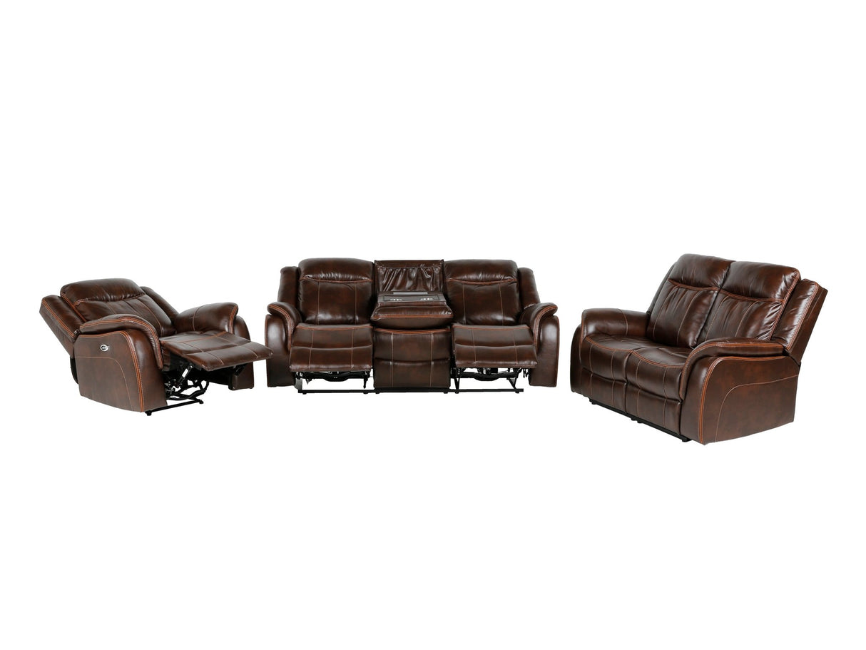 3 Piece Living Room Set: Power Reclining Sofa, Power Reclining Chair, Stationary Loveseat by Sara Collections | Bel Furniture