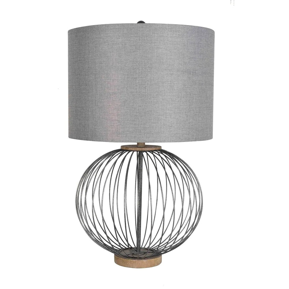 30- inch Metal Table Lamp with Grey Shade Set of 2 - BEL Furniture