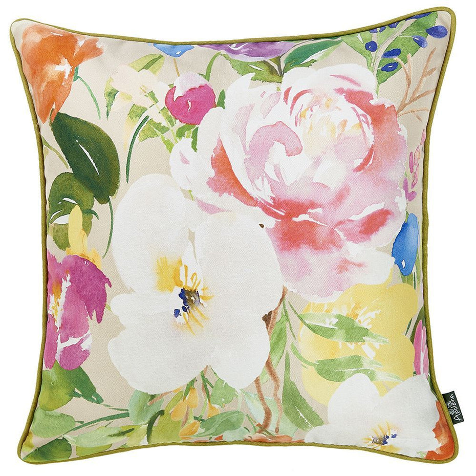 Decorative Throw Pillow Cover - Watercolor Bouquet