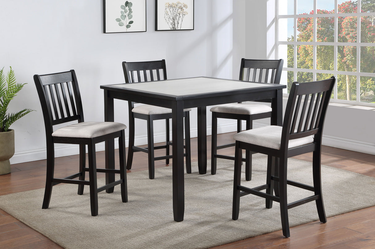Salvador - 5 Piece Counter Height Set - Charcoal / White by Crown Mark | Bel Furniture