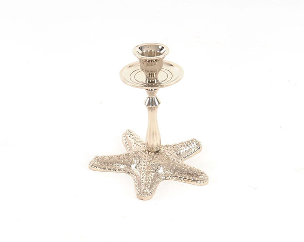 Star Fish Taper Candle Holder - Silver Finish