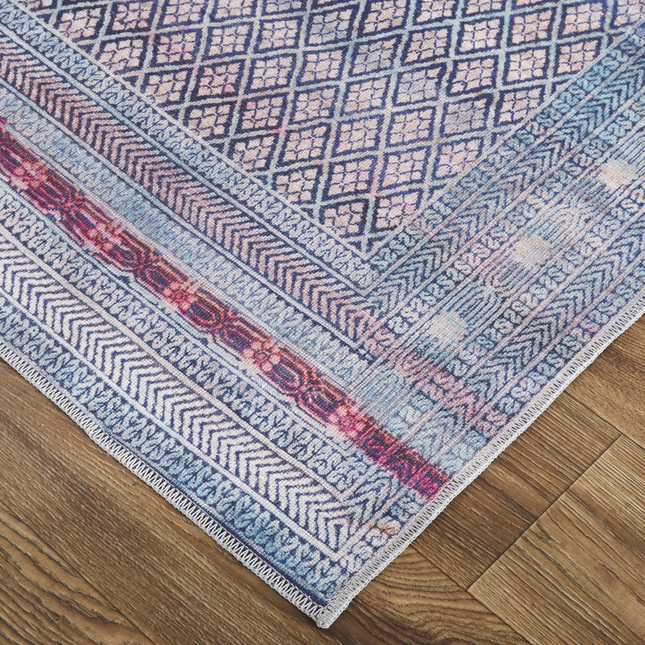 Striped Power Loom Area Rug - Tan Blue And Pink - 2' X 3'