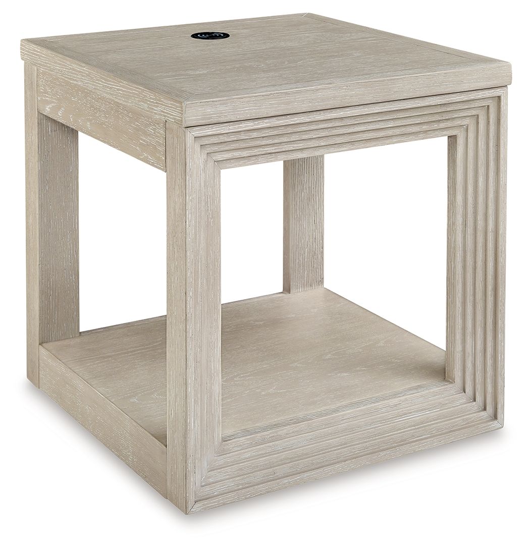 Marxhart - Bisque - Square End Table by Signature Design by Ashley® | Bel Furniture