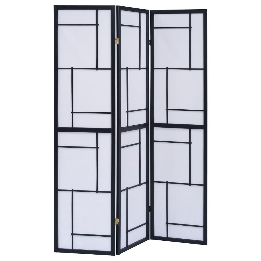 Damis - 3-Panel Room Divider Folding Shoji Screen - Black by CoasterEveryday | Bel Furniture