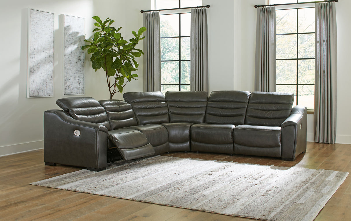 Center Line - Power Recliner Sectional Dark Gray 5 Pc. Zero Wall Recliners Sectional by Signature Design by Ashley® | Bel Furniture