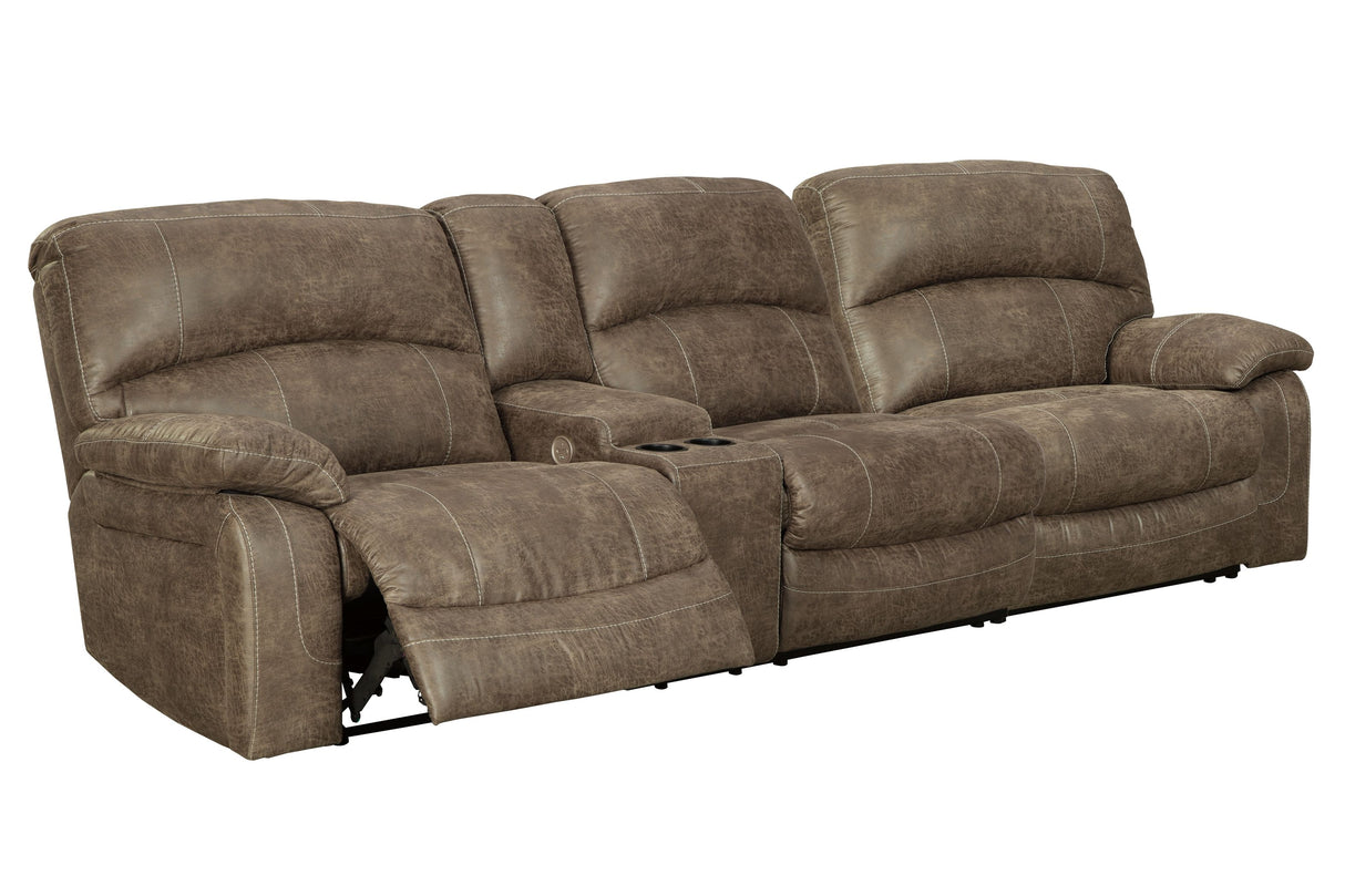 Segburg - Driftwood - 2-Piece Power Reclining Sectional by Benchcraft® | Bel Furniture