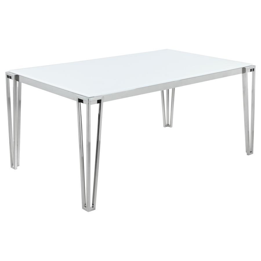 Pauline - Rectangular Glass Top Dining Table - Chrome by CoasterElevations | Bel Furniture