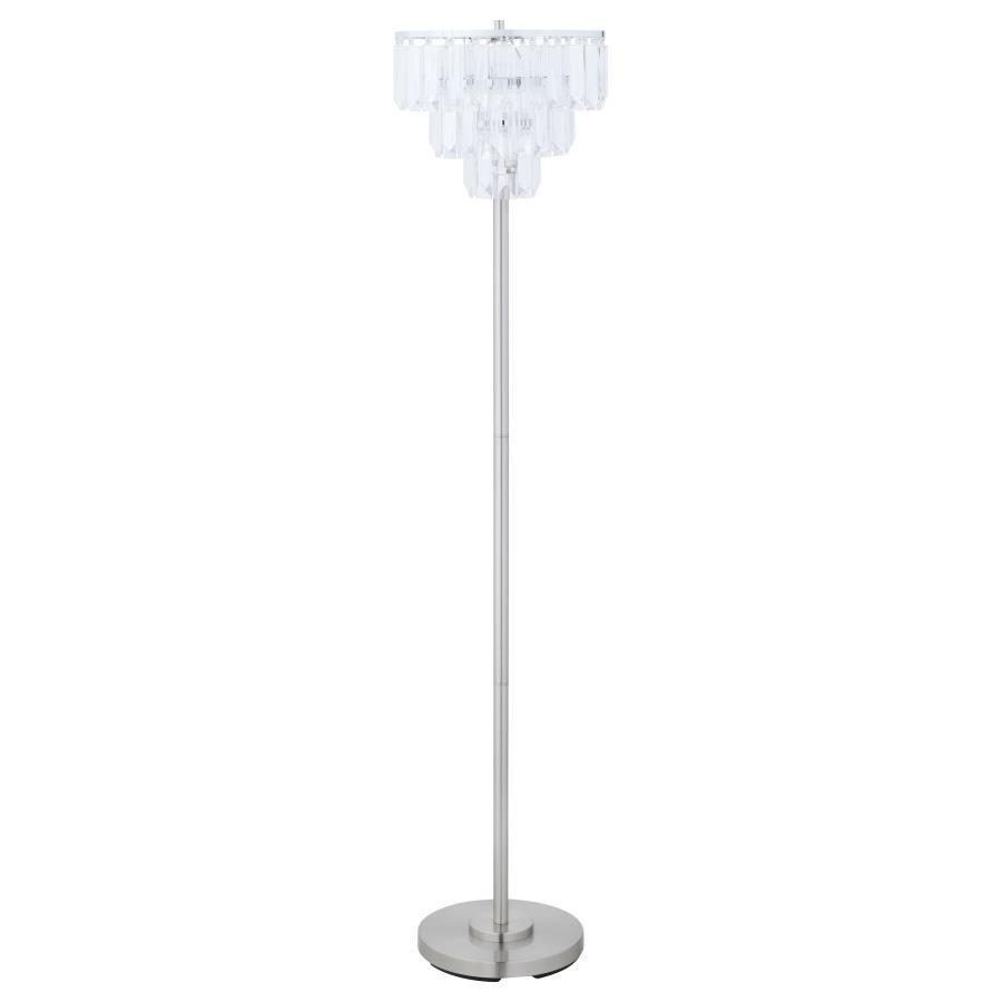 Anya - Hanging Crystal Metal Floor Lamp - Chrome by CoasterEveryday | Bel Furniture