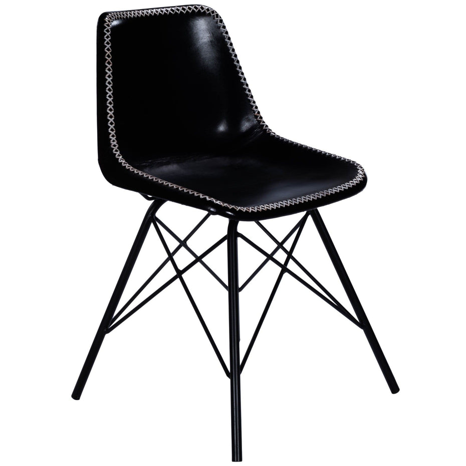 Faux Leather Side Chair 18" - Black