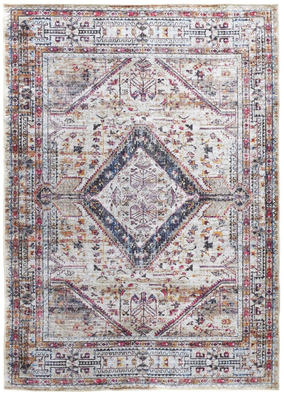Abstract Area Rug - Ivory Red And Pink - 2' X 3'