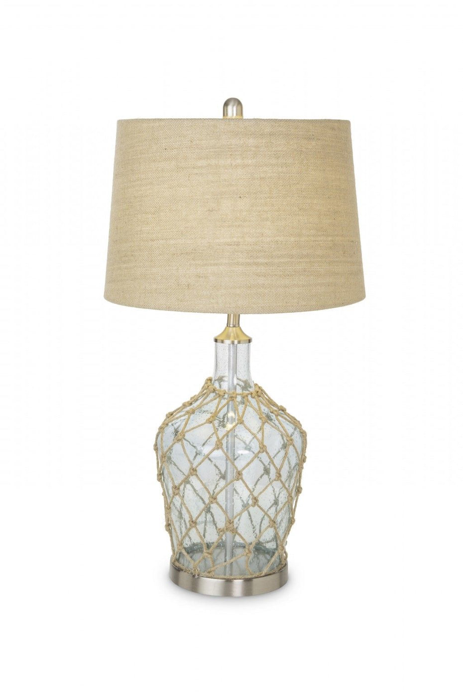 Silver Metal Standard Table Lamp With Beige Shade - Pearl Silver