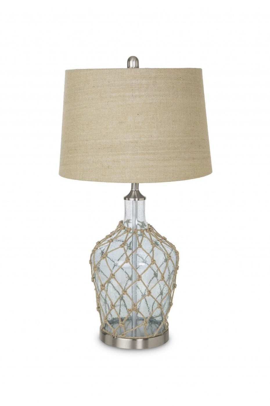 Silver Metal Standard Table Lamp With Beige Shade - Pearl Silver